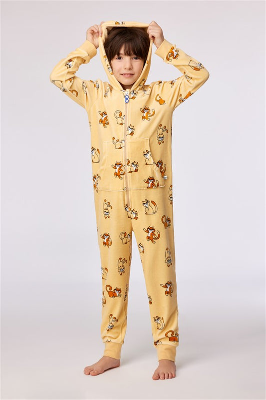 Onesie Kat AOP Velours