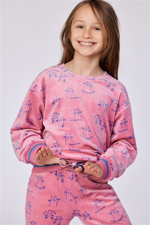 Pyjama Kat AOP Velours