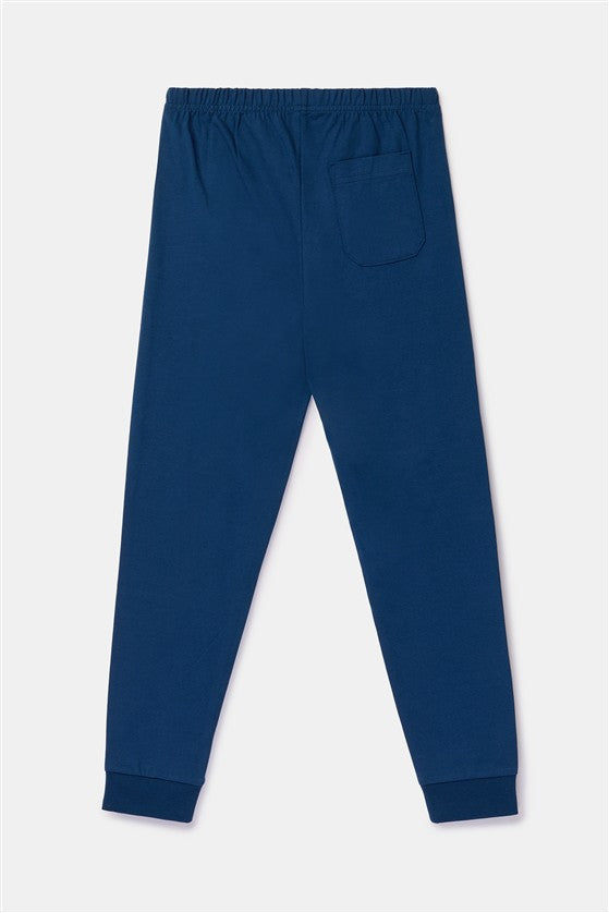 Katoenen pyjama voor jongens met lange broek en alienmotief.