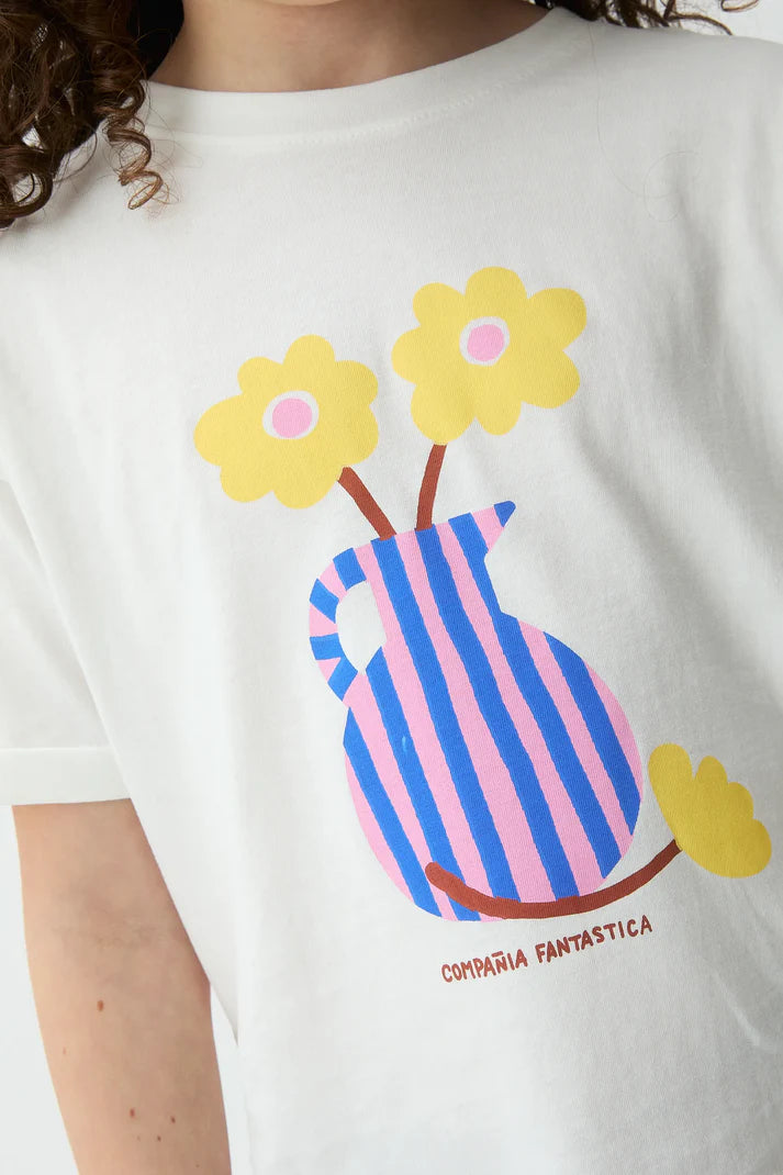 witte kindertshirt met vase print van compania fantastica