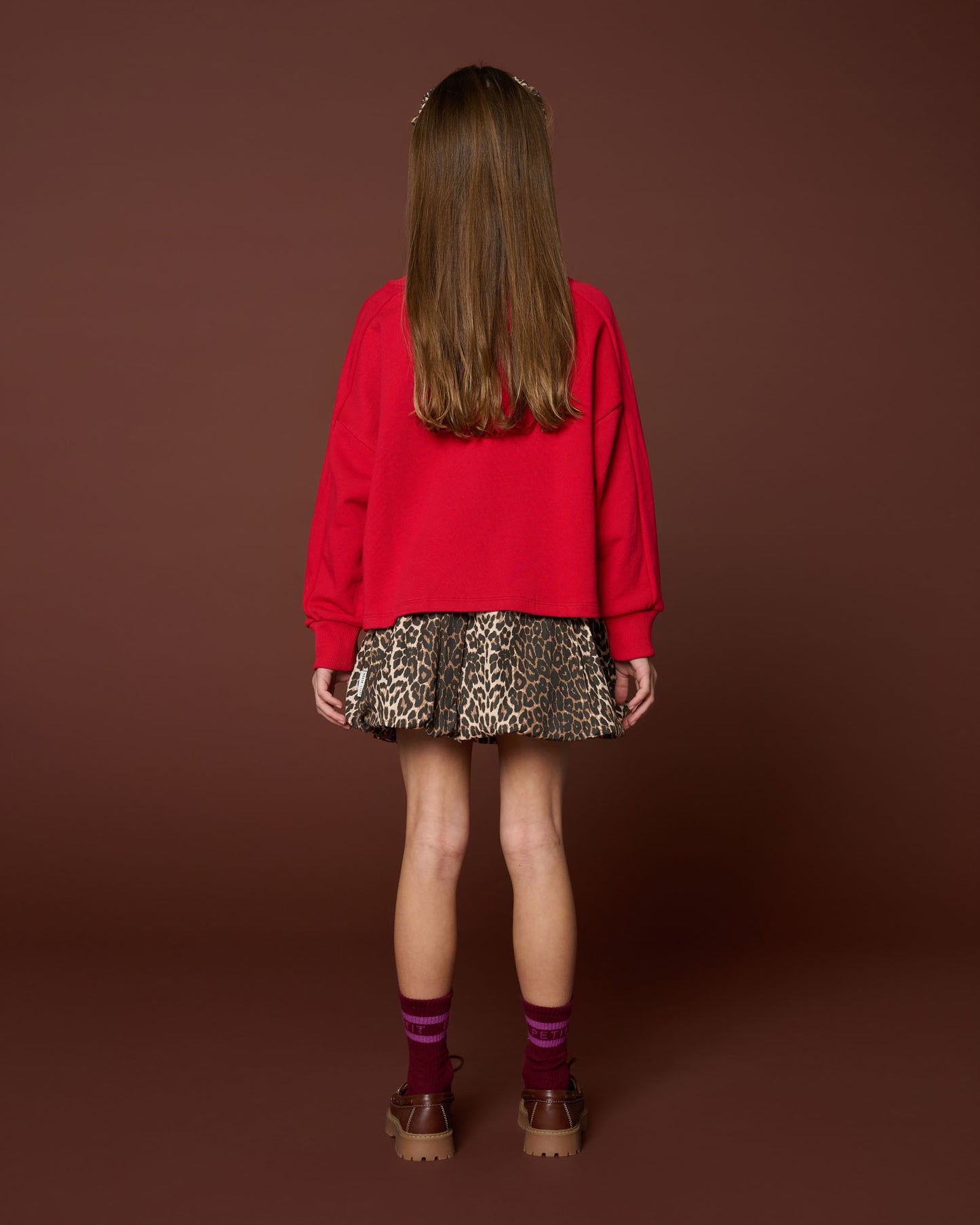 achteraanzicht leopard ballon skirt van petit blush