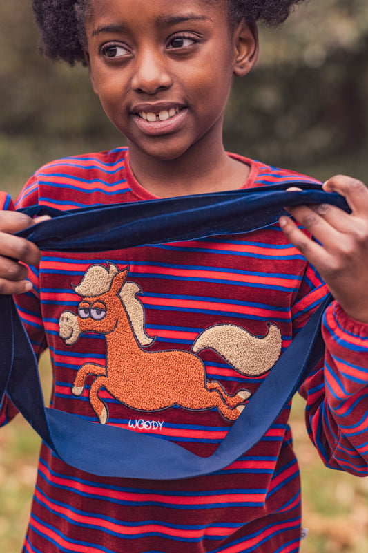 Pyjama Pony Rood/Blauw Velours