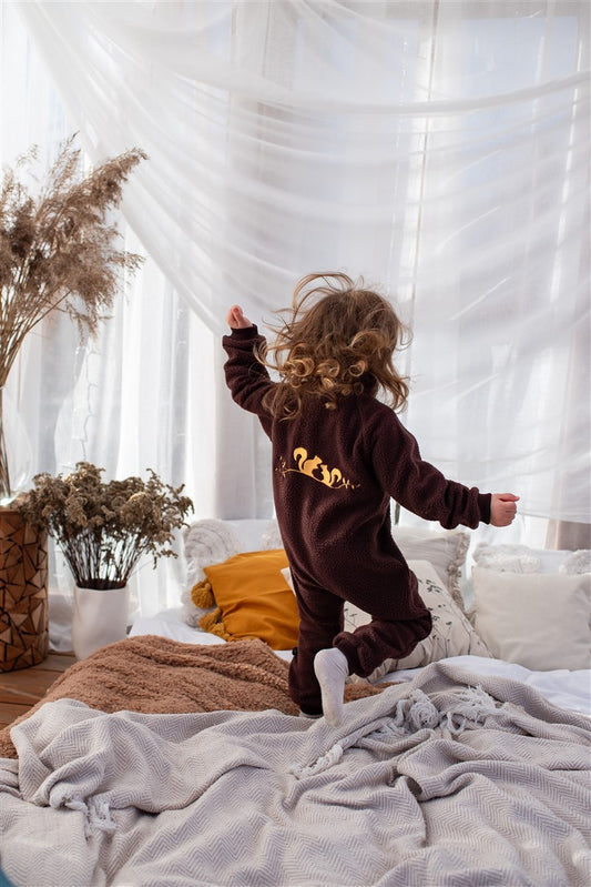 Sherpa Fleece Onesie Dark Brown