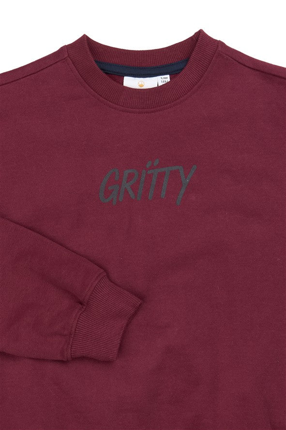 Bordeaux sweater met streetwear print voor jongens.