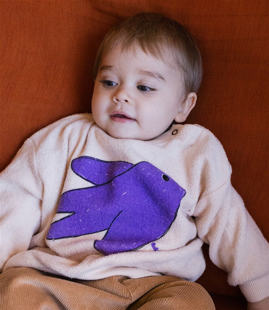 Sweater Teddy Flowing Bird Cream