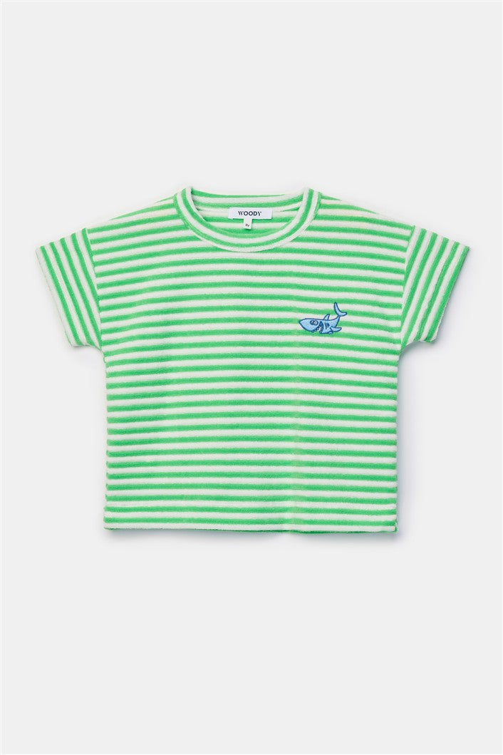 Top met geborduurde haai van beachset tshirt + short