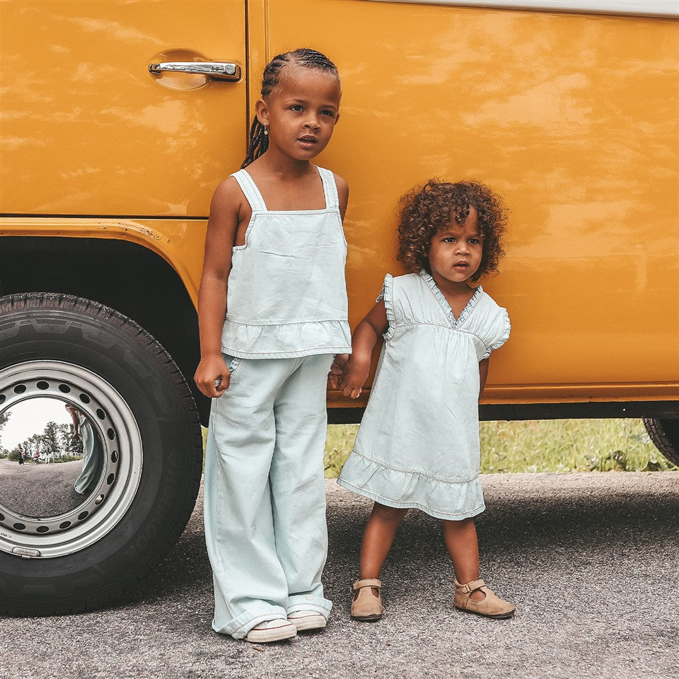 Broek Ruffle Chambray Sunlit Blue