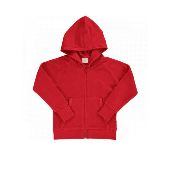 Cardigan Hood Velour Ruby