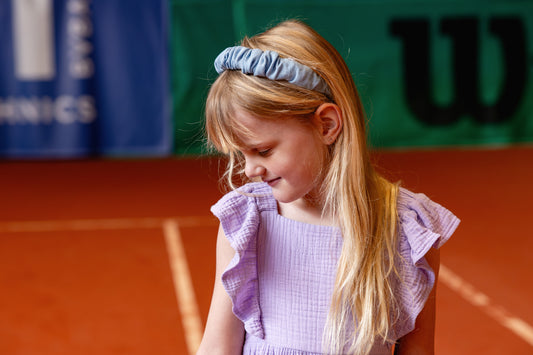 Smocked Headband Jeans Blue