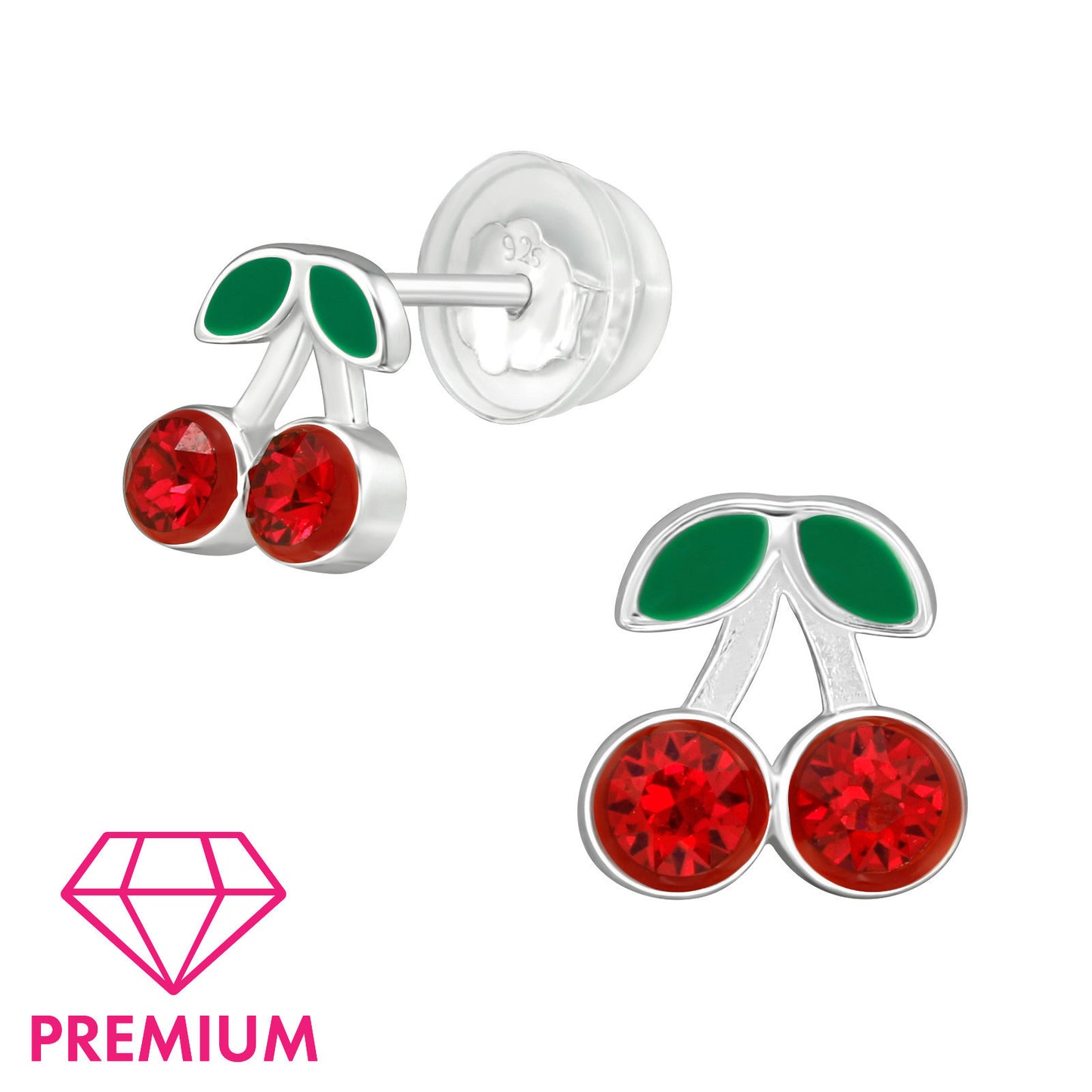 kersen oorstekers met rode strass