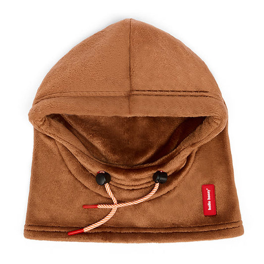 Bruine kinderbalaclava van zachte fleece stof.