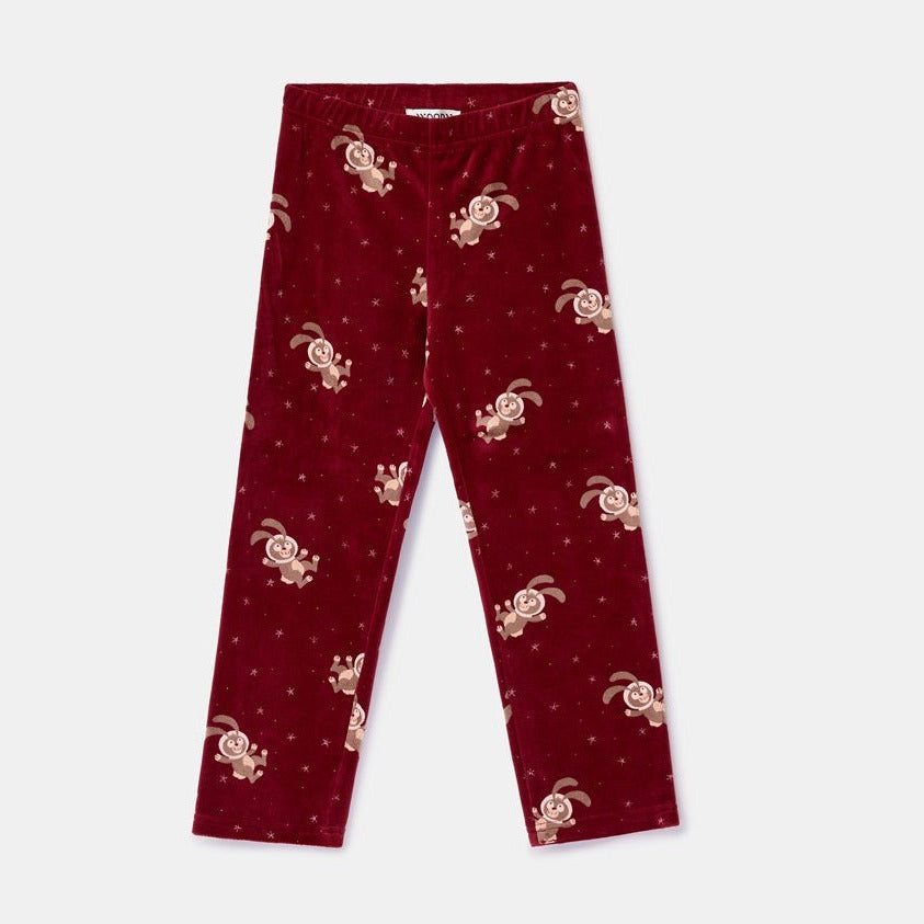 Velours pyjama broek met konijnenprint