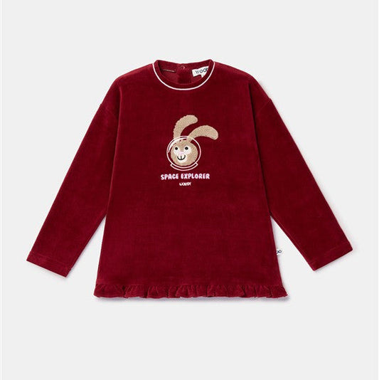 Meisjes pyjama bordeaux met konijnen