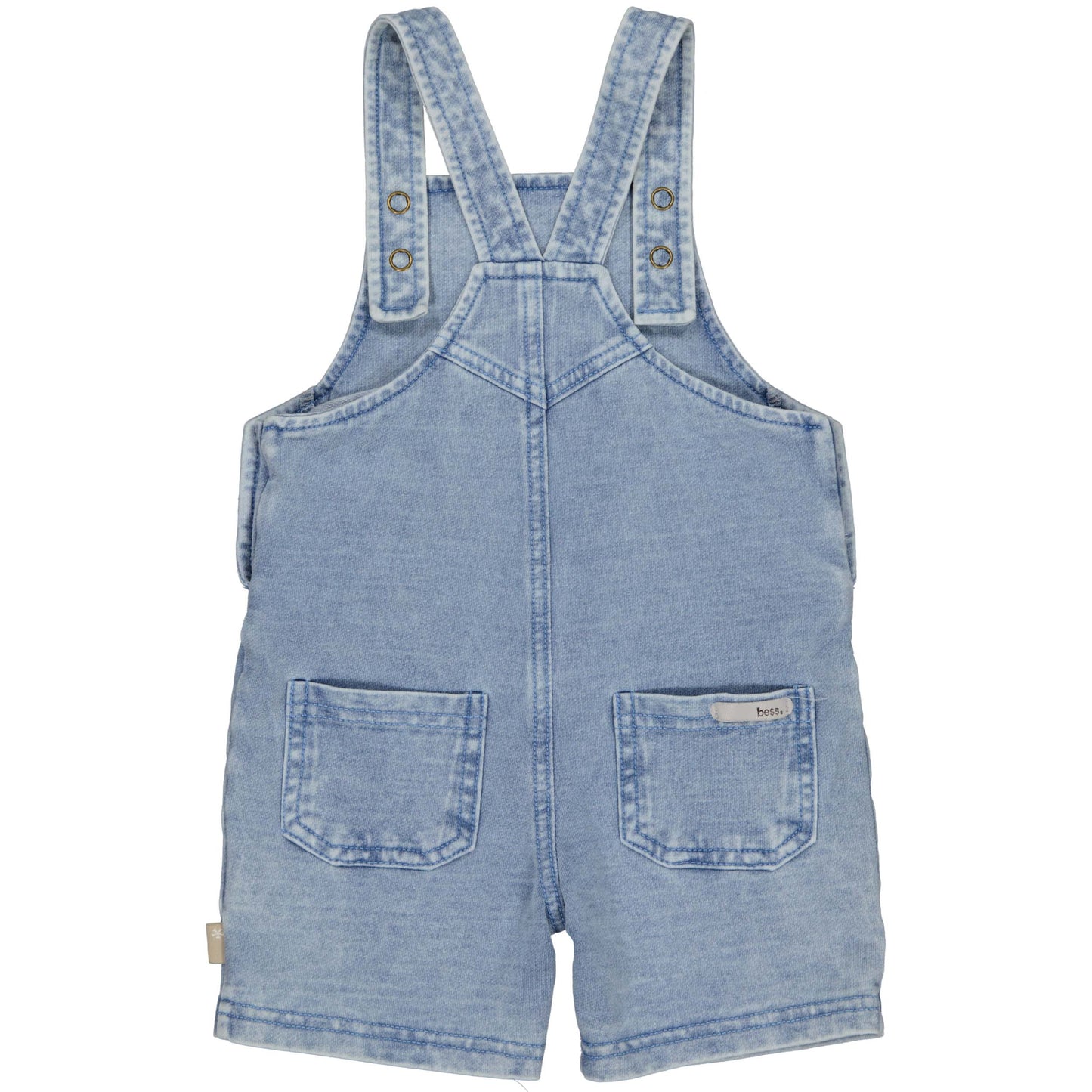 Achterzijde denim salopette met korte pijpen voor baby van BESS