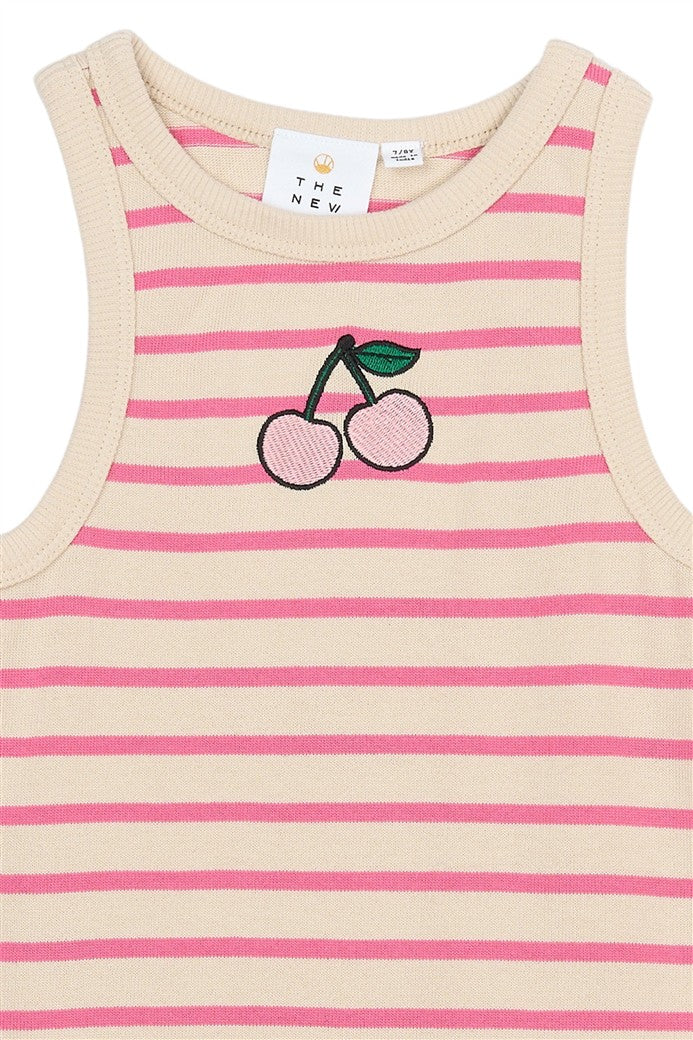 detail geborduurde kers op shannon dress