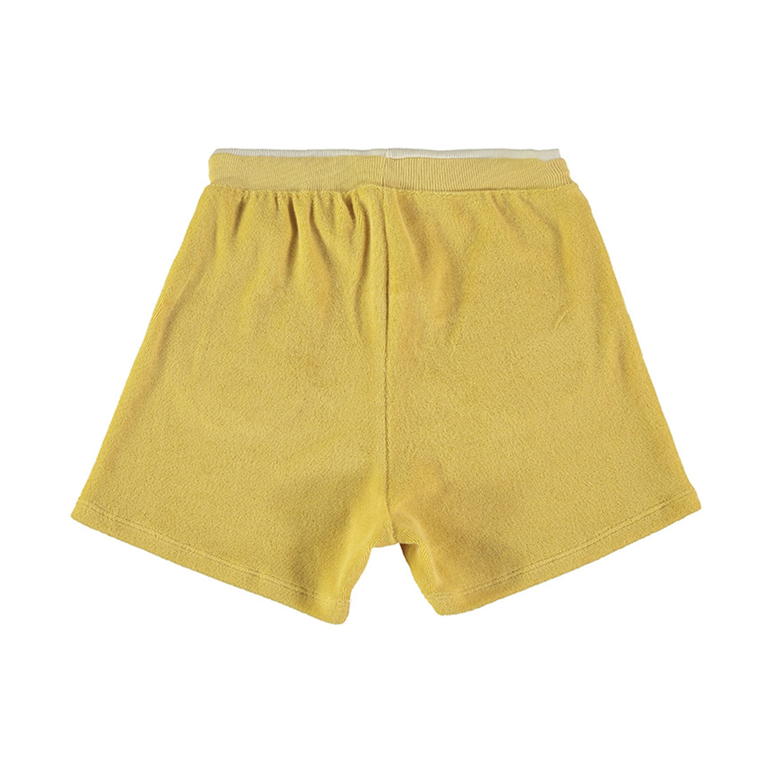 Achterkant Gele badstof kindershort van Babyclic