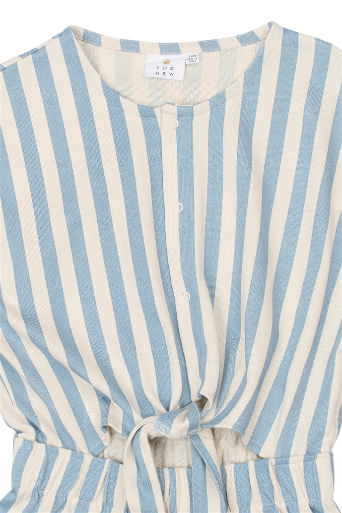detail blauw gestreepte jumpsuit van the new