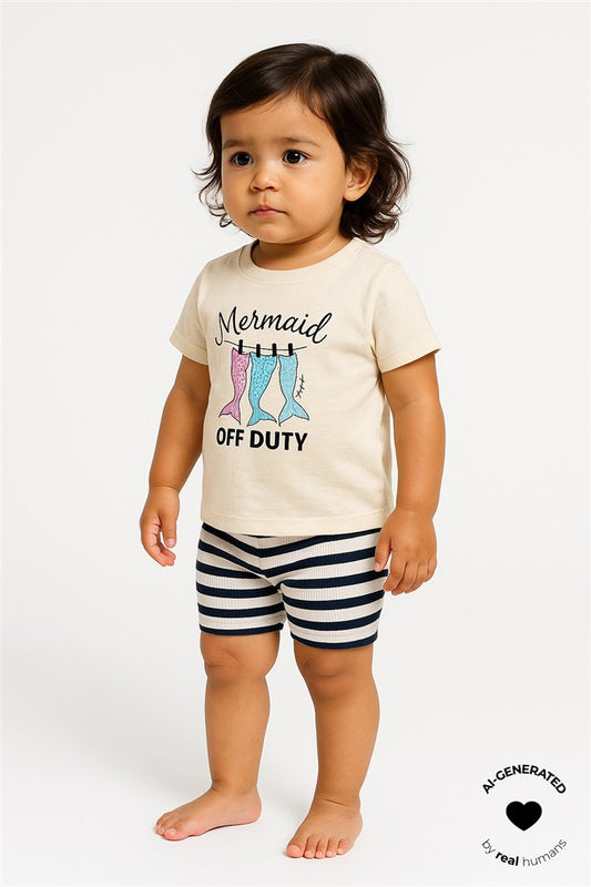 meisje draagt tshirt tiara met zeemeerminprint