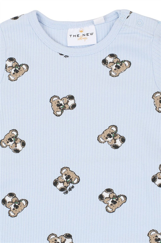 detail koala print op toppr rib jumpsuit