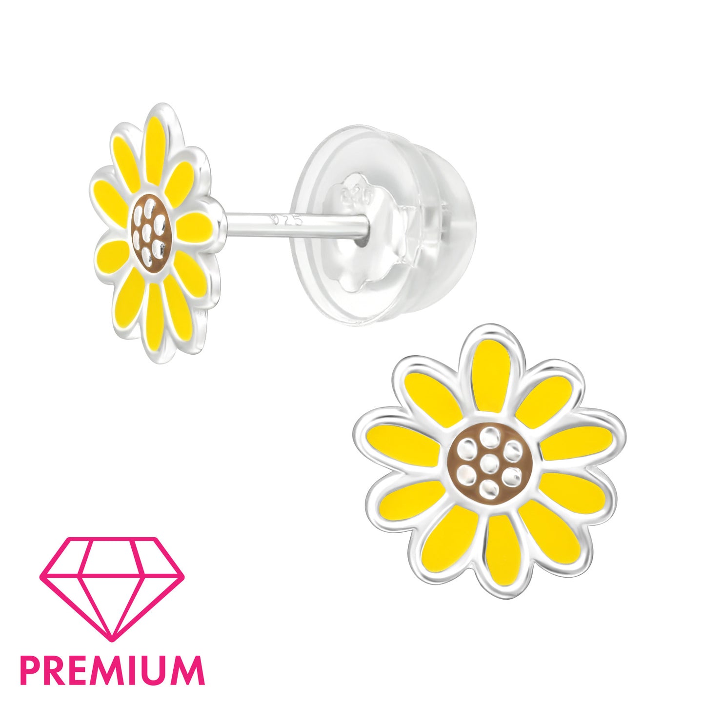 zilveren zonnebloem oorsters met strass