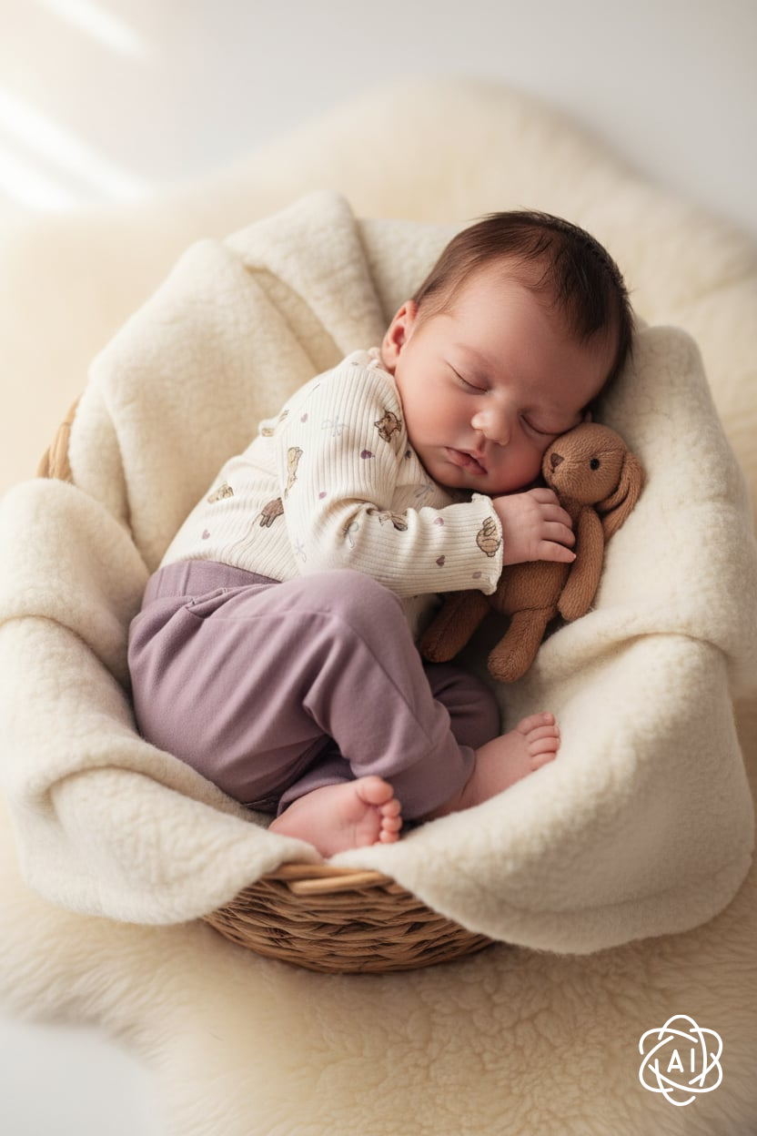 Babymeisje draagt rib body met konijntjes en roze broekje van the New 