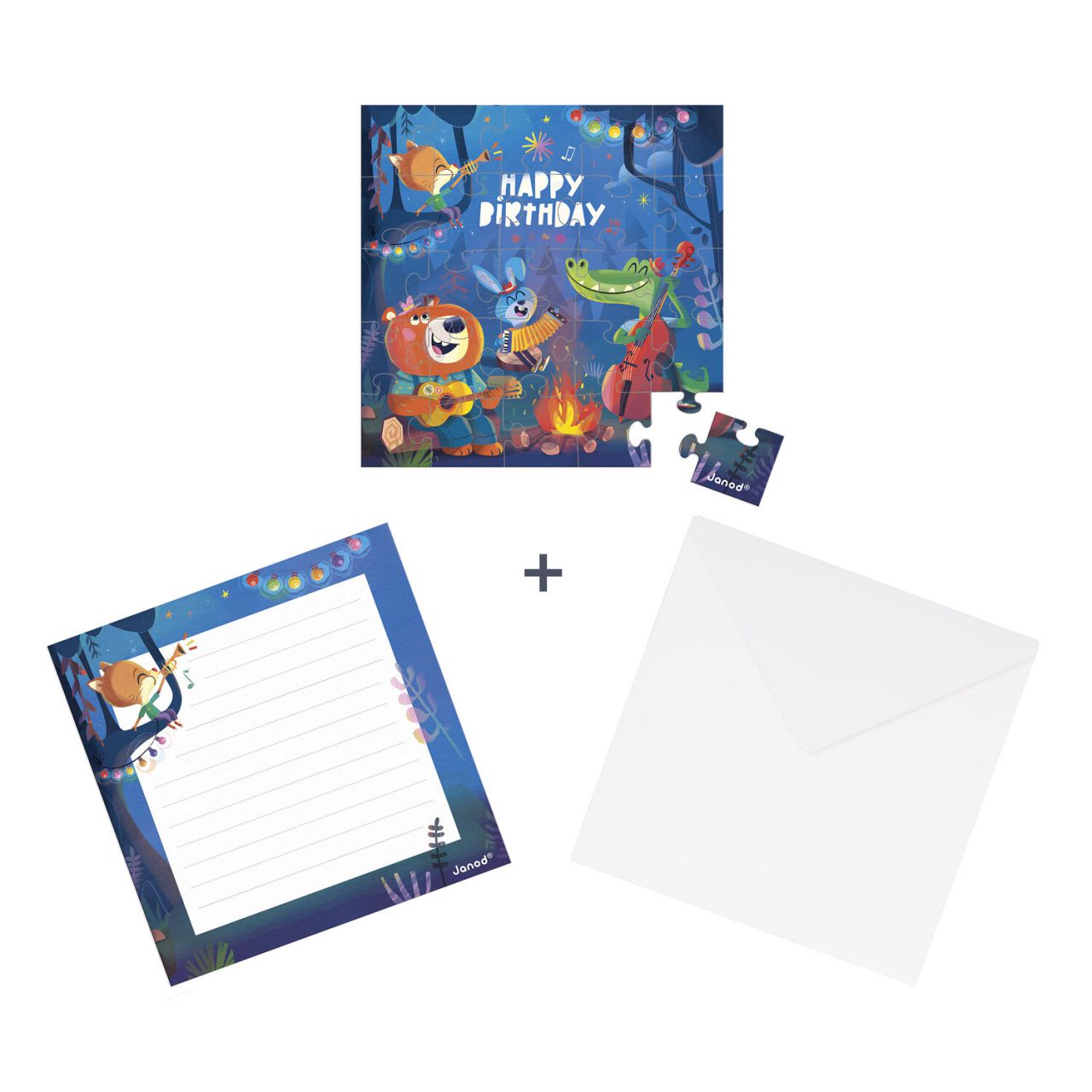 puzzelkaart met envelop van janod