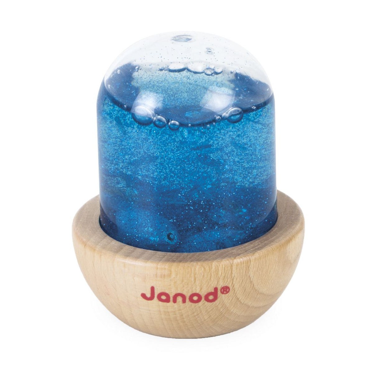 Blauw sensorisch speelgoed met glitters van janod