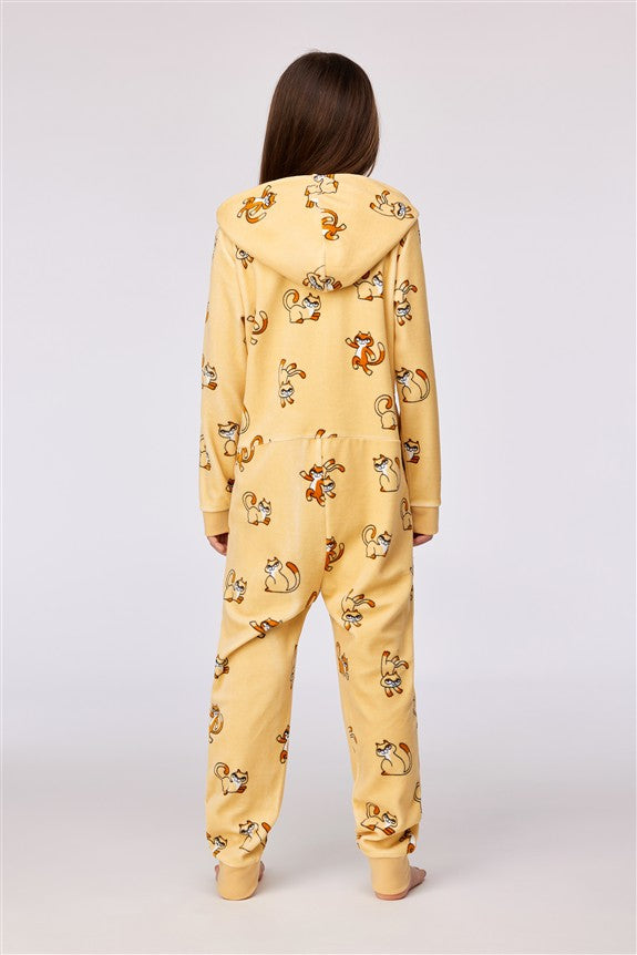 Onesie Kat AOP Velours