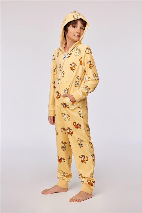 Onesie Kat AOP Velours