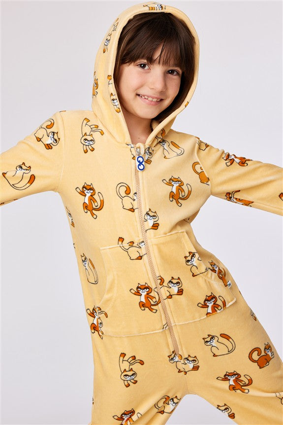 Onesie Kat AOP Velours