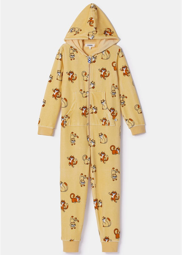 Onesie Kat AOP Velours