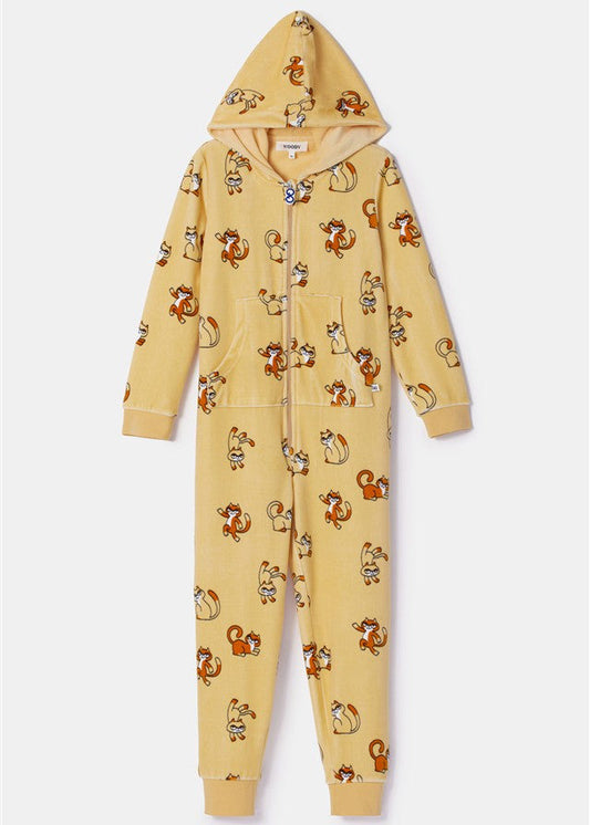 Onesie Kat AOP Velours