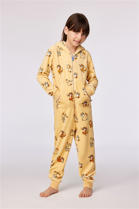 Onesie Kat AOP Velours