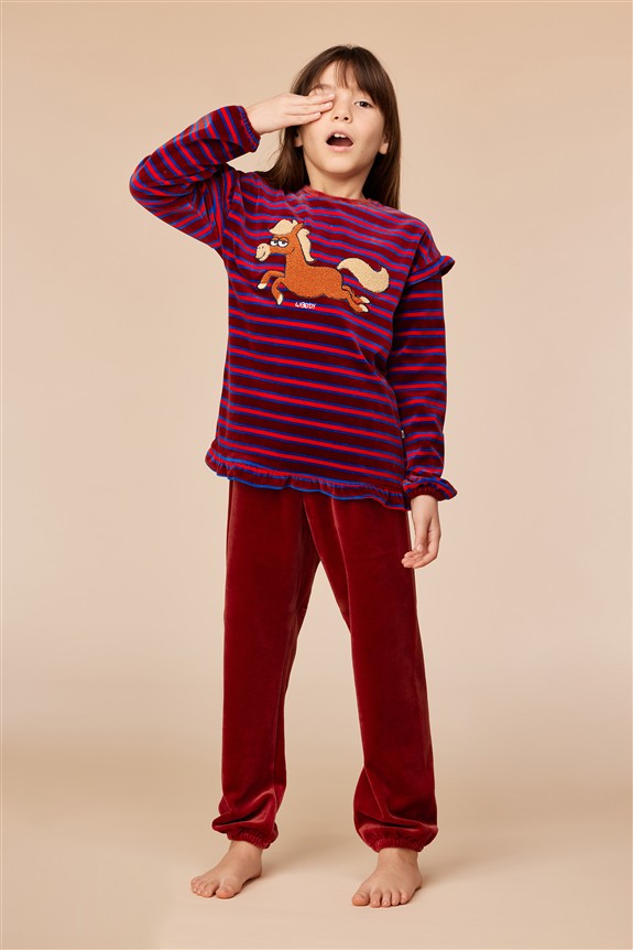 Pyjama Pony Rood Velours