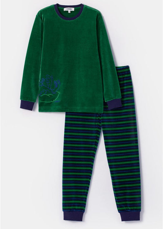 Pyjama Duif Donkergroen Velours