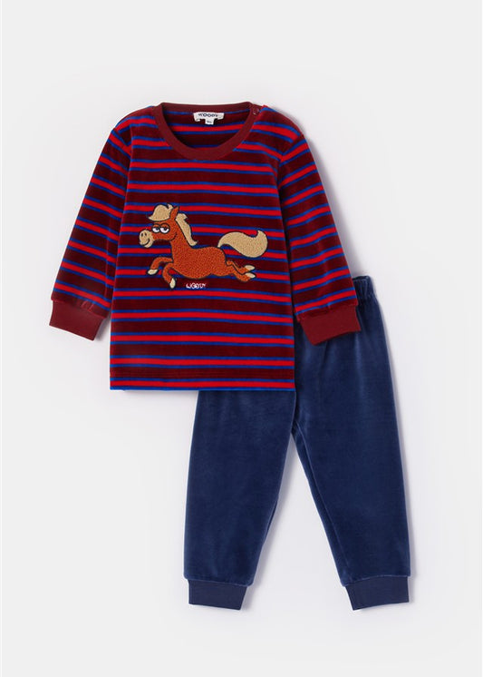 Pyjama Pony Rood/Blauw Velours