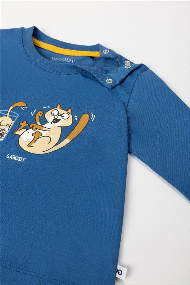 Kat Pyjama Donker Blauw