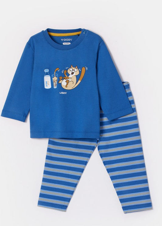 Kat Pyjama Donker Blauw