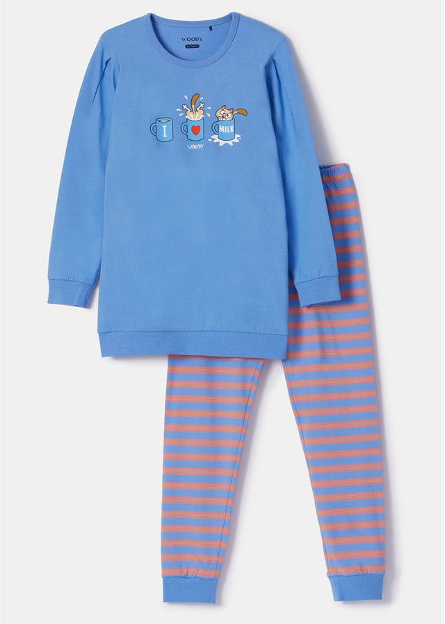 Kat Pyjama Blauw