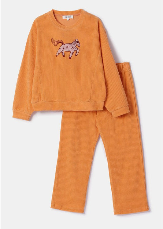 Pyjama Pony Zacht Oranje Velours