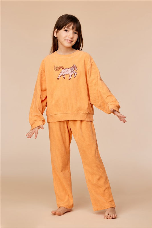Pyjama Pony Zacht Oranje Velours