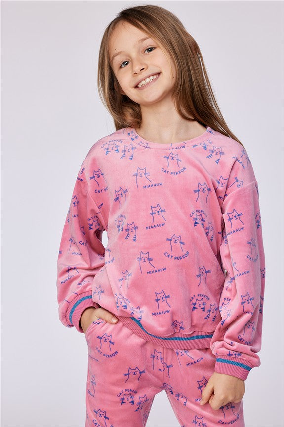 Pyjama Kat AOP Velours