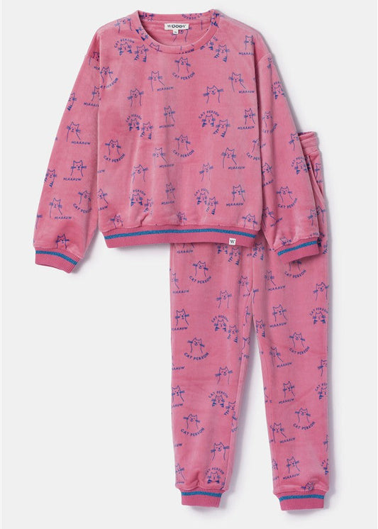 Pyjama Kat AOP Velours