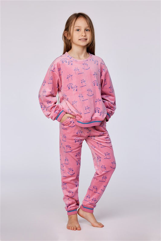 Pyjama Kat AOP Velours