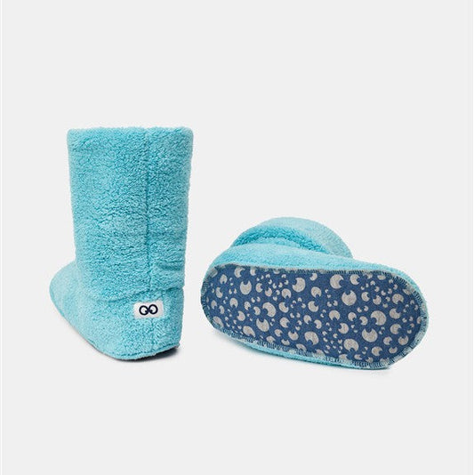 Lichtblauwe teddy pantoffels van Woody.