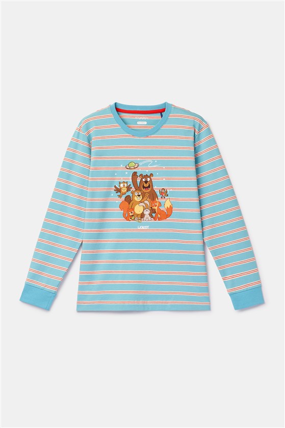 Comfortabele pyjamaset voor jongens met vosjes en bosdieren.