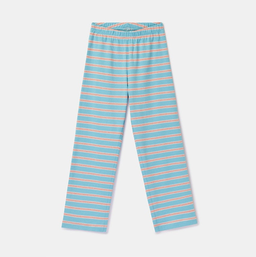 blauw rood gestreepte pyjama broek