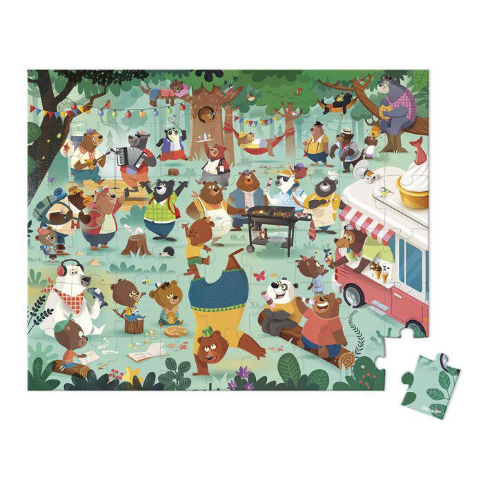 Berenpuzzel met bos en berenfamilie
