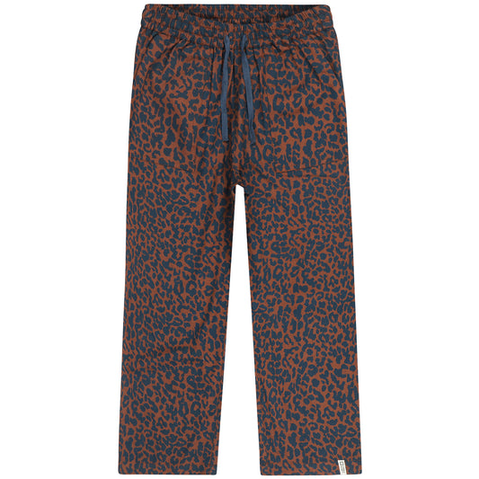Meisjesbroek met trendy luipaardmotief en comfortabele pasvorm.