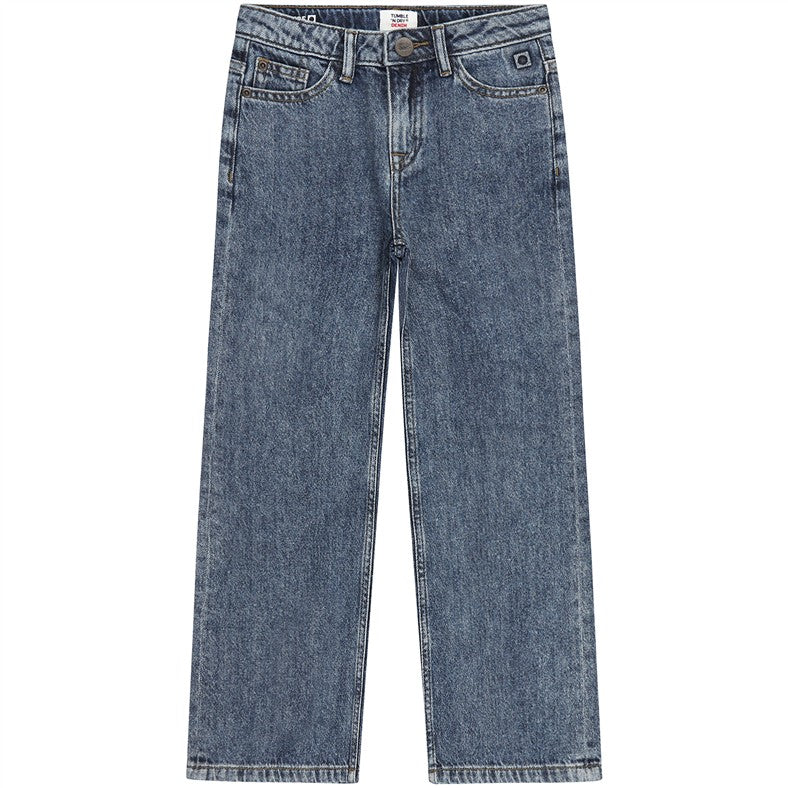 Blauwe meisjesjeans met wijde pijpen en comfortabele pasvorm van tumble'n dry